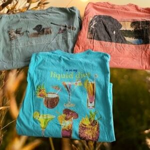 Live Oak Brand Country 3 Piece Tee Bundle Gray Coral Blue Size Small